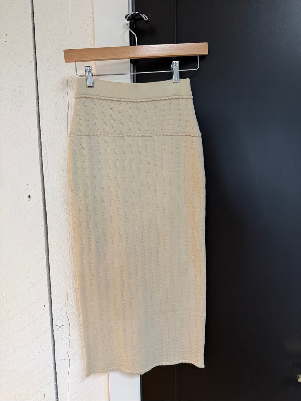 Rouje Cream Knit Pencil Skirt (34/XS)
